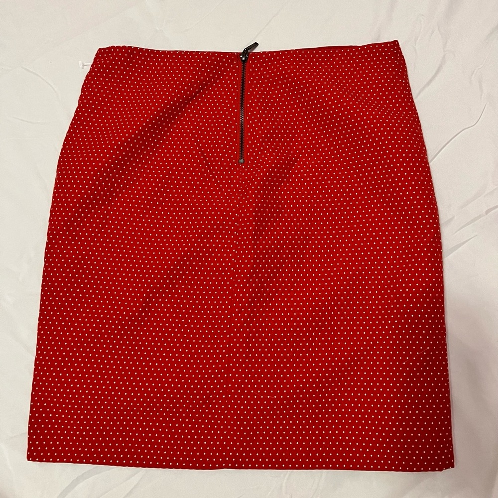 Red and white polka dot skirt